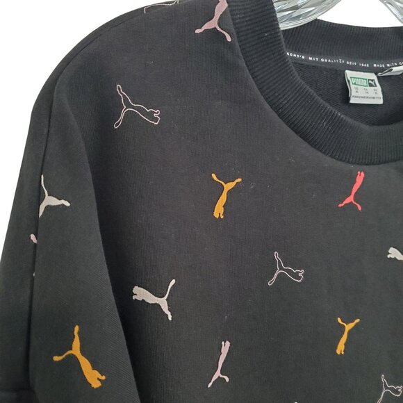 Puma Womens Size XL Sweatshirt Graphic Logo Multi All Over Print Relaxed Fit - Picture 5 of 10